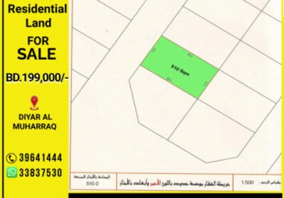 Residential Land (SP) for Sale in Diyar Al Muharraq Near Sea Area, BD.36.5/- per foot