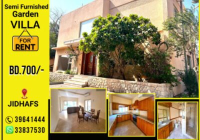 Semi furnished 4 BHK Garden Villa for rent in Jidhafs near highway BD.700/-