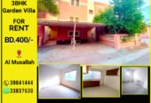 3 BHK Garden villa for rent in Al Musallah near highway BD.400/-