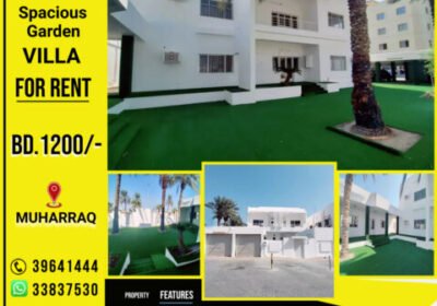 Spacious 9 Bed room Garden Villa for rent in Muharraq BD.1200/-