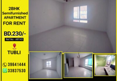 2 BHK Semi furnished Family Apartment for Rent in Tubli near Al Anwar Centre BD.230/-