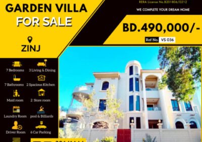 3 Storey Residential Garden Villa for Sale in Zinj near Highway BD.490,000/-